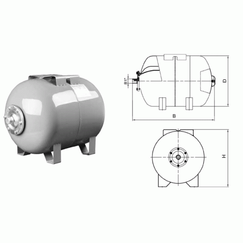 Гидроаккумулятор Waterstry CW-H 60 литров горизонтальный Гидроаккумулятор Waterstry CW-H 60 литров горизонтальный