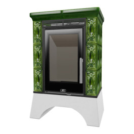 Печь-камин ABX Helvetia Exclusive белый цоколь зелёный