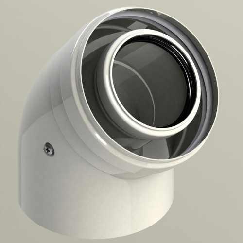 Угол 45° Groppalli конденсационный 60/100 мм раструб-хомут