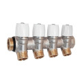 Коллектор Hoobs 3/4"х4х1/2"EK с вентилями, латунь никель, белая ручка HB-6200E7N0504W4A