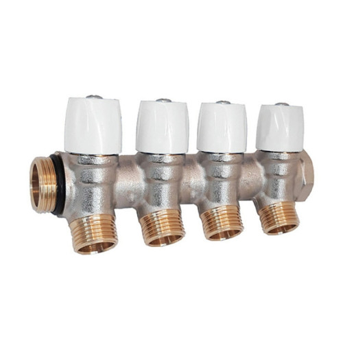 Коллектор Hoobs 3/4"х4х1/2"EK с вентилями, латунь никель, белая ручка HB-6200E7N0504W4A Коллектор Hoobs 3/4"х4х1/2"EK с вентилями, латунь никель, белая ручка HB-6200E7N0504W4A