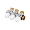 Коллектор Hoobs 3/4"х3х1/2"EK с вентилями, латунь никель, белая ручка HB-6200E7N0504W3A — фото 2