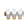Коллектор Hoobs 3/4"х3х1/2"EK с вентилями, латунь никель, белая ручка HB-6200E7N0504W3A — фото 3