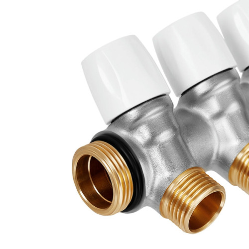 Коллектор Hoobs 3/4"х3х1/2"EK с вентилями, латунь никель, белая ручка HB-6200E7N0504W3A Коллектор Hoobs 3/4"х3х1/2"EK с вентилями, латунь никель, белая ручка HB-6200E7N0504W3A