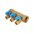 Коллектор Hoobs 3/4"х3х1/2"EK с шаровыми кранами, латунь, синяя ручка HB-6200R6H0504B3A