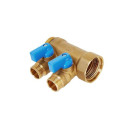 Коллектор Hoobs 3/4"х2х1/2"EK с шаровыми кранами, латунь, синяя ручка HB-6200R6H0504B2A