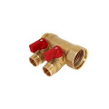 Коллектор Hoobs 3/4"х2х1/2"EK с шаровыми кранами, латунь, красная ручка HB-6200R6H0504R2A