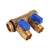 Коллектор Hoobs 1"х2х1/2"EK с шаровыми кранами, латунь, синяя ручка HB-6200R6H1004B2A