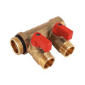 Коллектор Hoobs 1"х2х1/2"EK с шаровыми кранами, латунь, красная ручка HB-6200R6H1004R2A