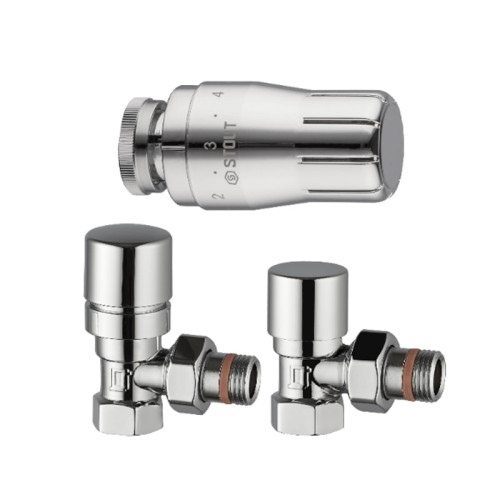 Комплект клапанов термостатических Stout Design хром, угловой 1/2"