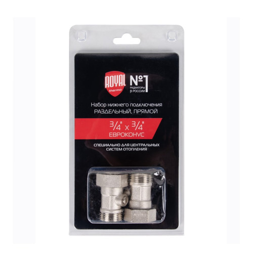 Набор нижнего подключения Royal Thermo прямой раздельный 3/4"х3/4"ЕК (Хром) Набор нижнего подключения Royal Thermo прямой раздельный 3/4"х3/4"ЕК (Хром)