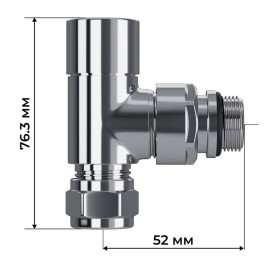 Набор термостатический угловой Royal Thermo Design Pro 15мм М30х1,5 (Хром) под трубки