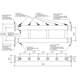 Коллектор нержавеющий модульный Gidruss MKSS-600-3х50 до 600 кВт ДУ80 3 контура