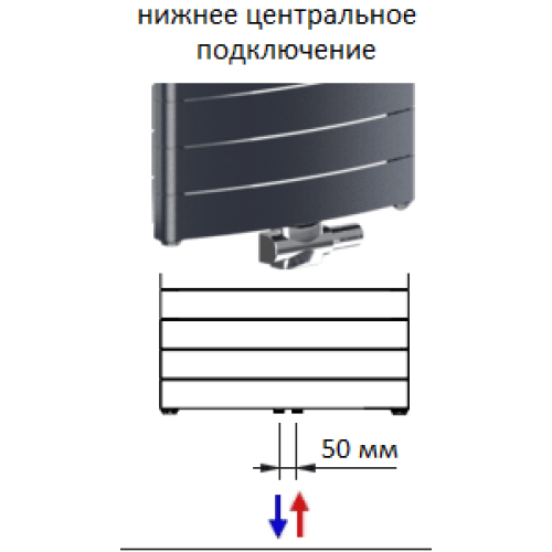 Вертикальный радиатор Rifar Convex Ventil - 18 секций, цвет Антрацит, нижнее центральное подключение