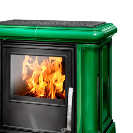 Печь-камин ABX Ikaria KI белый цоколь зелёный