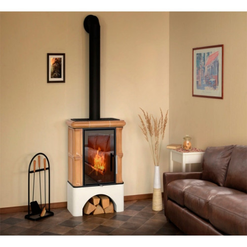 Печь-камин ABX Bavaria Exclusive кафельная белый цоколь чёрный