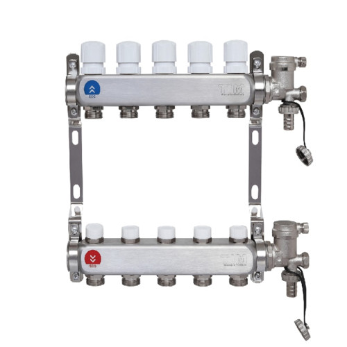 Коллектор Tim 8 выходов нерж. с регулирующими и запорными клапанами (арт.EMS6008)