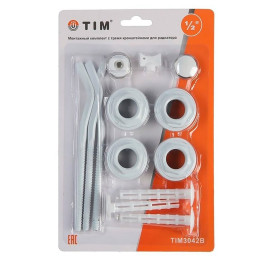 Набор пробок для подключения радиатора TIM 1/2" с 3 кронштейнами (13 предметов)