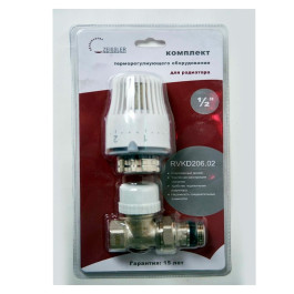 Комплект прямой термостатический TIM 1/2" (клапан прямой+термоголовка)