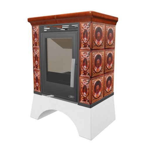 Печь-камин ABX Helvetia KPI белый цоколь коричневый с ТО 6.9 кВт