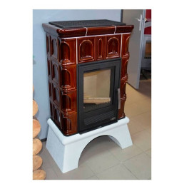 Печь-камин ABX Britania K белый цоколь табак коричневый