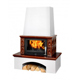 Печь-камин ABX Lombardie белый цоколь коричневый