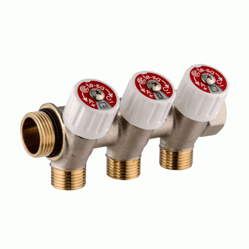 Коллектор с вентилями Usystems SH для водоснабжения 3/4"НР/ВР 2x1/2"НР 38мм