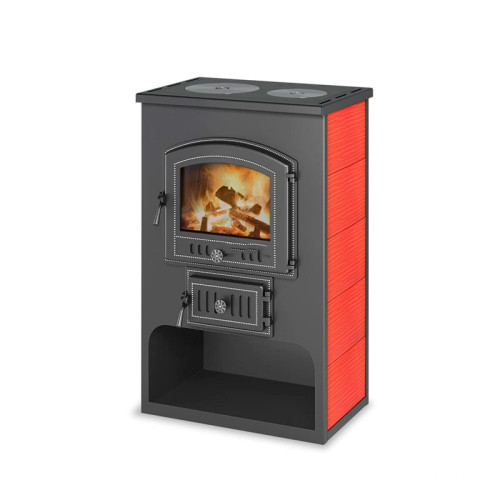 Печь-камин Везувий ПК-03 (224) 12 кВт с плитой красный