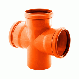 Крестовина одноплоскостная канализационная наружная Политэк 110x110x110 87° мм