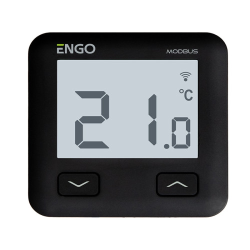 Беспроводной терморегулятор ENGO с Wi-Fi и поддержкой MODbus 220В черный Беспроводной терморегулятор ENGO с Wi-Fi и поддержкой MODbus 220В черный