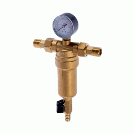 Фильтр промывной Tim 1" латунный с манометром