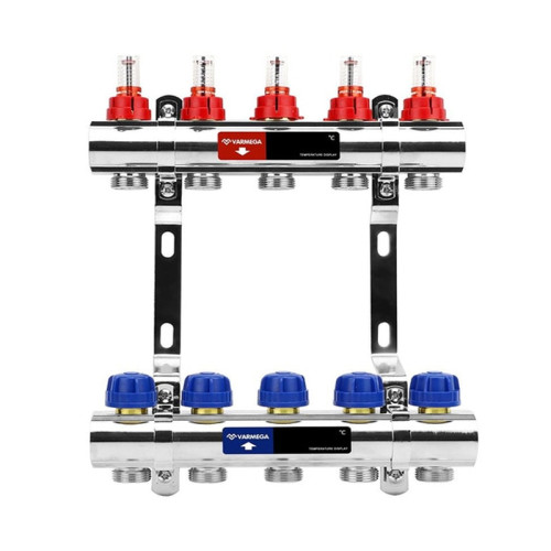 Коллектор Varmega из латуни с расходомерами на 10 выходов Коллектор Varmega из латуни с расходомерами на 10 выходов