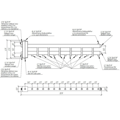Коллектор нержавеющий Gidruss BMSS-150-7D до 150 кВт 1 1/2" 7 контуров