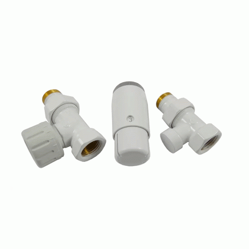 Комплект радиаторный прямой Delta Mini 1/2" с термоголовкой М30x1.5 белый
