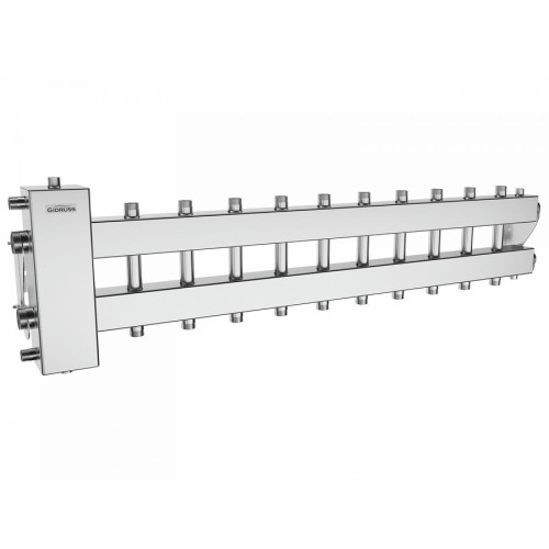 Коллектор нержавеющий Gidruss BMSS-150-11DU до 150 кВт 1 1/2" 11 контуров Коллектор нержавеющий Gidruss BMSS-150-11DU до 150 кВт 1 1/2" 11 контуров