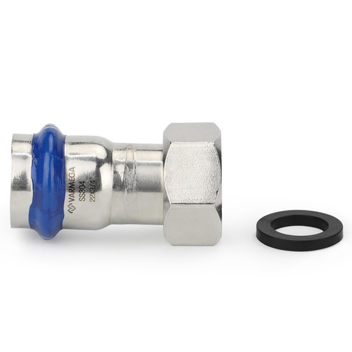 Муфта раструбная Varmega Inox Press с НГ гайкой 15х1/2" мм