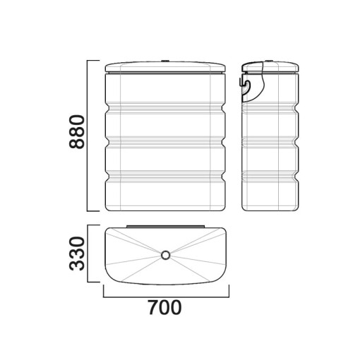 Бак навесной для воды Анион 150 литров с кронштейном