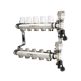 Коллектор Valtec для радиаторов 1"х 3/4" на 6 выходов (нержавейка) арт.VTC.588.EMNX.0606