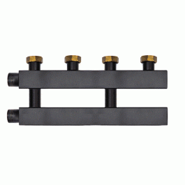 Коллектор Warme WKD.140.F.2 (черная сталь) Дублер рядный на 2 контура 90-140 кВт с накидными гайками