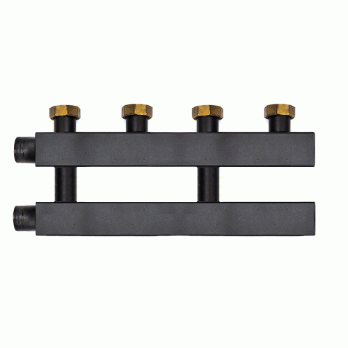 Коллектор Warme WKD.140.F.2 (черная сталь) Дублер рядный на 2 контура 90-140 кВт с накидными гайками