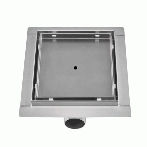 Трап для душа под плитку TIM нержавеющий 15х15 см сухой гидрозатвор