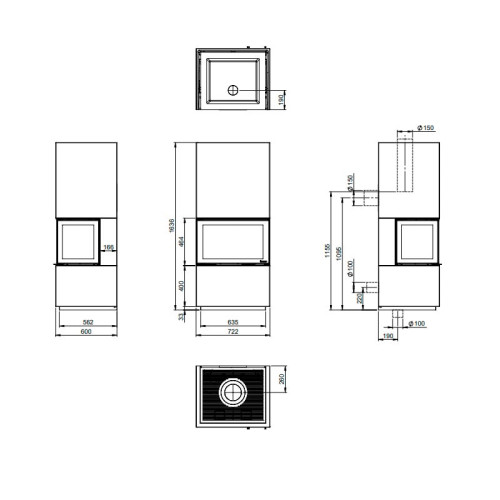 Печь-камин Nordpeis Davos U низкий топка N-29U