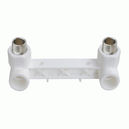 Водорозетка двойная полипропиленовая Политэк 20x1/2" мм с НР резьбой