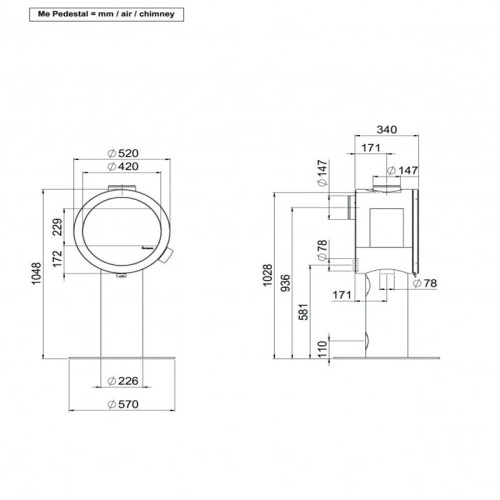 Печь-камин Nordpeis Me Pedestal с боковыми стёклами Печь-камин Nordpeis Me Pedestal с боковыми стёклами