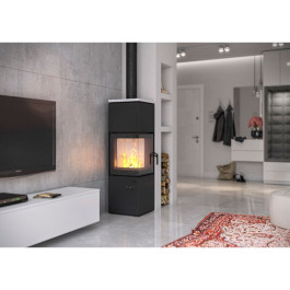 Печь-камин Defro Home Quadroom 9.6 кВт красная сталь