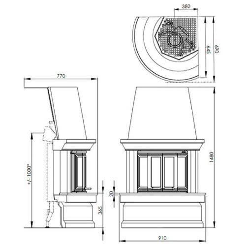 Печь-камин Nordpeis Geilo угловой топка NI-22 панорамное стекло Печь-камин Nordpeis Geilo угловой топка NI-22 панорамное стекло