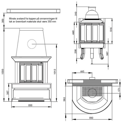 Печь-камин Nordpeis Geilo пристенный топка NI-22 складные дверцы Печь-камин Nordpeis Geilo пристенный топка NI-22 складные дверцы