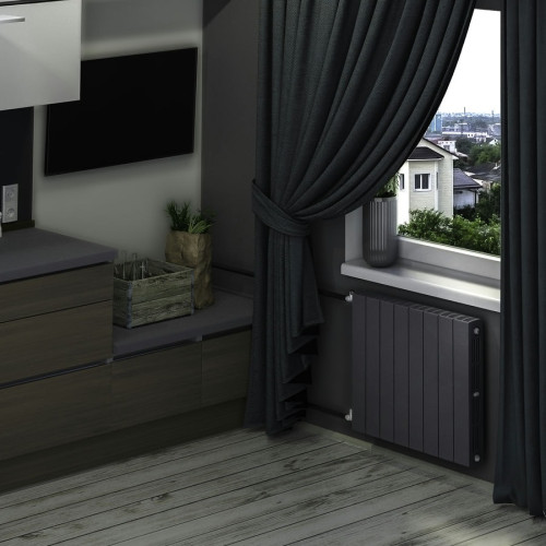 Биметаллический радиатор Rifar SUPReMO 500 12 секций цвет Титан (боковое подключение)