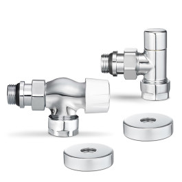 Комплект радиаторных клапанов осевой Varmega №3, 1/2"х3/4"EK резьба ВР/НР,  цвет хром