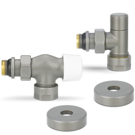 Комплект радиаторных клапанов осевой Varmega №3, 1/2"х3/4"EK резьба ВР/НР,  цвет серый